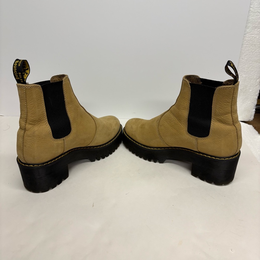 Dr Martens  Rometty Nubuck Leather Platform Chelsea Sand Boots Size 10 - Picture 4 of 11